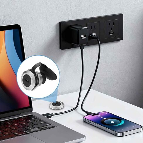 USB-C Panel Mount Adapter with Dust Cover, Type-C Panel Mount Coupler Round Pass Through Connector Female to Female Bulkhead Extension Adapter for Data Transfer/Charging, Silver in Saudi Arabia