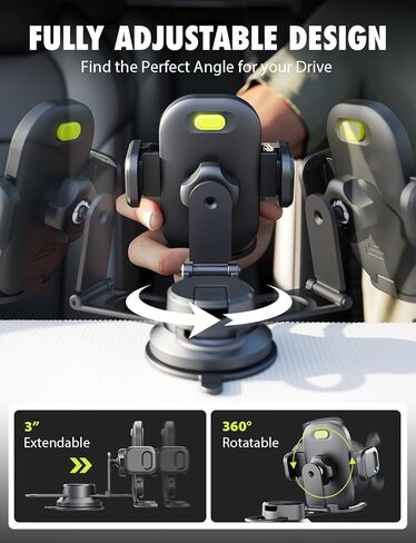 Bracketron TripGripPro Suction Cup Phone Mount for Car - 3-in-1 Tesla Phone Mount with 360° Rotation, Temperbond Suction Technology for Windshield Dashboard Display in Saudi Arabia