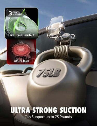Bracketron TripGripPro Suction Cup Phone Mount for Car - 3-in-1 Tesla Phone Mount with 360° Rotation, Temperbond Suction Technology for Windshield Dashboard Display in Saudi Arabia