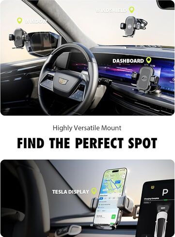 Bracketron TripGripPro Suction Cup Phone Mount for Car - 3-in-1 Tesla Phone Mount with 360° Rotation, Temperbond Suction Technology for Windshield Dashboard Display in Saudi Arabia