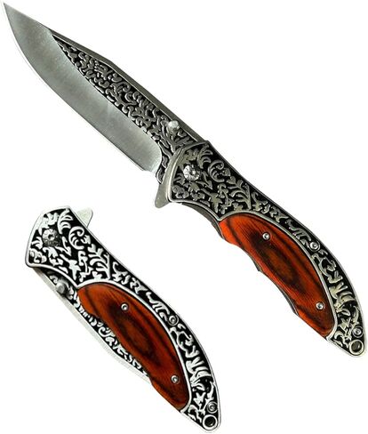 SELUCREH Folding Knife Stainless Steel Blade with 3D Retro Embossed Pattern, Pocket Clip for Men,Sharp Camping Survival Hiking Knives (Sword Type Black) in Saudi Arabia