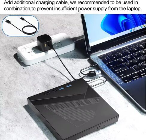 [محرك أقراص DVD خارجي 7 في 1، محرك أقراص CD/DVD خارجي للكمبيوتر المحمول مع 2 * نوع C، 2 * USB A، منفذ SD/TF، ​​مشغل DVD CD DVD، محرك الأقراص الضوئية للكمبيوتر المحمول Windows Linux MacOS (أسود) in Kuwait