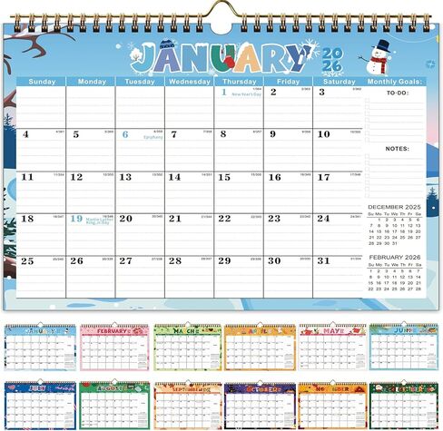 2026 Wall Calendar - Funny Dogs Wall Calendar 2026, 12" x 24" (Open), Large Monthly Calendar, Dogs Chilling with Coffee Calendar Hanging Planning for Home & Office Decor in Saudi Arabia