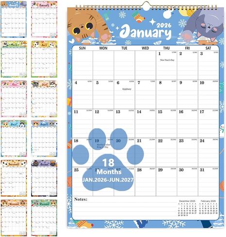 2026 Wall Calendar - Funny Dogs Wall Calendar 2026, 12" x 24" (Open), Large Monthly Calendar, Dogs Chilling with Coffee Calendar Hanging Planning for Home & Office Decor in Saudi Arabia