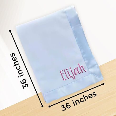 Ships Next Day Personalized Baby Blanket with Embroidered Name - Soft Customized Baby Blanket for Boys and Girls Made in USA - Personalized Custom Blanket with Name - Blue in Saudi Arabia