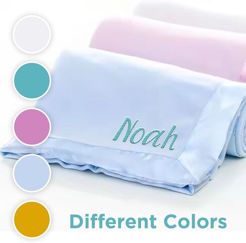 Ships Next Day Personalized Baby Blanket with Embroidered Name - Soft Customized Baby Blanket for Boys and Girls Made in USA - Personalized Custom Blanket with Name - Blue in Saudi Arabia