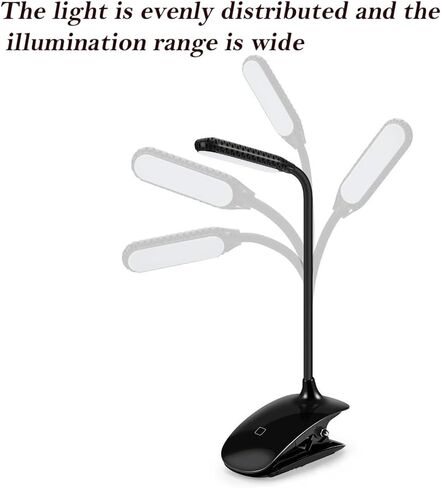 Portable Rechargeable Reading Light USB Clip LED Lamp Touch Control Three Level Dimming 5500K 6500K Eye Care Lighting Adjustable Angle Compact Design for Home Office Study Camping Desk in Saudi Arabia