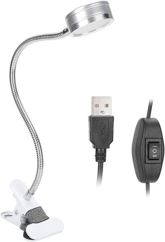 مشبك على مشبك القراءة، أضواء القراءة LED، درجة حرارة اللون البارد الدافئ USB 360 درجة معقوفة قابلة للتعديل (فضي) in Saudi Arabia