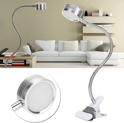 مشبك على مشبك القراءة، أضواء القراءة LED، درجة حرارة اللون البارد الدافئ USB 360 درجة معقوفة قابلة للتعديل (فضي) in Saudi Arabia