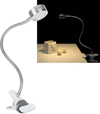 مشبك على مشبك القراءة، أضواء القراءة LED، درجة حرارة اللون البارد الدافئ USB 360 درجة معقوفة قابلة للتعديل (فضي) in Saudi Arabia