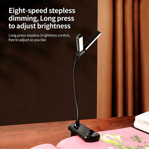 Rechargeable Clip Reading Light 14 LEDs Three Color Modes Eight Level Stepless Dimming Type C Charging Flexible Three Hundred Sixty Degree Arm Lightweight For Reading Piano And Sheet Music Gif in Saudi Arabia