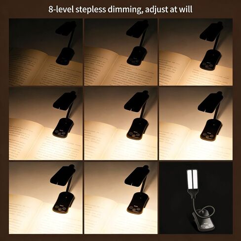 Rechargeable Clip Reading Light 14 LEDs Three Color Modes Eight Level Stepless Dimming Type C Charging Flexible Three Hundred Sixty Degree Arm Lightweight For Reading Piano And Sheet Music Gif in Saudi Arabia