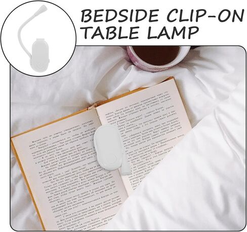 Rechargeable Clip-on Book Reading Light, Portable White Mini Clamp Lamp for Eye Protection, Bedside and Dormitory Reading, USB Charging, for Students and Nighttime Use in Saudi Arabia