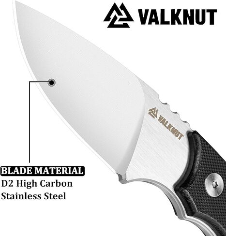 VALKNUT EDC Fixed Blade Neck Knife with Kydex Sheath Mini D2 Steel Small Pocket Knife, Mens Compact Knife for Outdoor Survival in Saudi Arabia