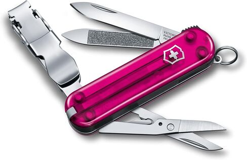 Victorinox Nail Clip 580, 8 Functions, Swiss Made Multi-Tool with Nail File, Nail Cleaner and Small Blade - Transparent Pink in Saudi Arabia