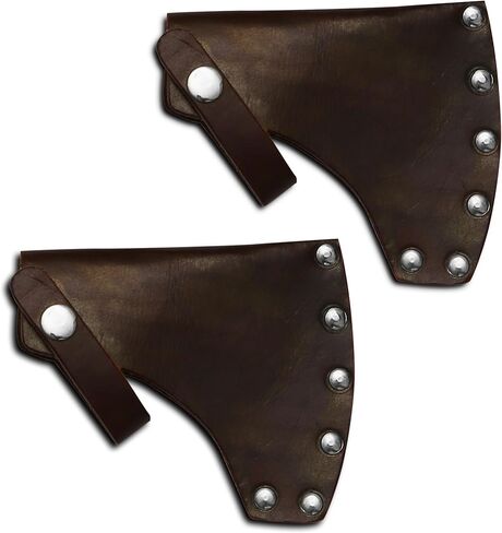 Genuine Leather Axe Head Cover - Hatchet Sheath for Outdoor Camping Blade Protection - Portable Small Hatchets Sheath with Belt Loop Axe Protector, Brown -2 Piece in Saudi Arabia