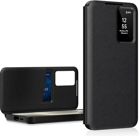 for Samsung S25 Ultra Case with Smart Small Screen View, S-View Wallet Phone Case, for Samsung Galaxy S25 Ultra 5G Case Smart Window Cover, Flip Leather Protective Smart View Black in Kuwait