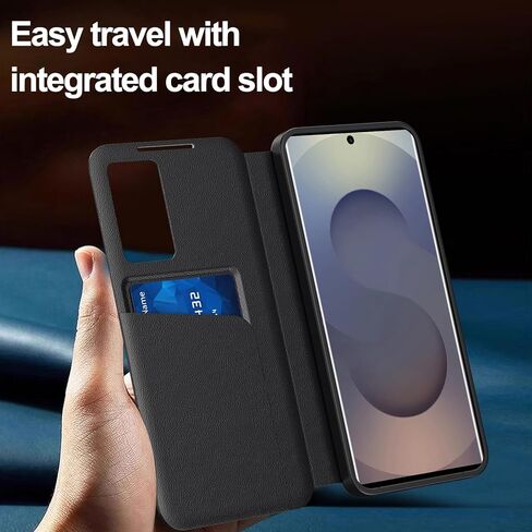 for Samsung S25 Ultra Case with Smart Small Screen View, S-View Wallet Phone Case, for Samsung Galaxy S25 Ultra 5G Case Smart Window Cover, Flip Leather Protective Smart View Black in Kuwait