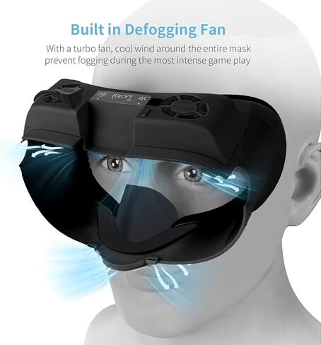 مروحة تبريد بغطاء الوجه لـ Oculus Quest 3، مبرد مروحة وسادة إسفنجية مريحة مع وضعين RGB، تهوية نشطة لدوران الهواء لتخفيف ضباب العدسة - أسود in Kuwait