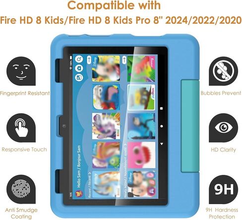 2-Pack Screen Protectors Compatible with 8 Kids/ 8 Kids Pro Tablet 8" (2024/2022/2020 Release), Tempered Glass [HD Clarity] [9 Hardness] [Easy Installation] in Saudi Arabia