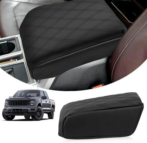 غطاء وحدة التحكم المركزية بنمط منقوش مع مساحة تخزين لسيارة Hyundai Palisade 2019-2024 2025 2026، واقي مسند الذراع - ملحقات Hyundai Palisade الداخلية، مقاوم للماء ومضاد للخدش، أسود in Kuwait