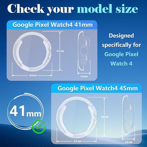 حافظة Liuyuxi المكونة من قطعتين من مادة TPU الناعمة متوافقة مع ساعة Google Pixel Watch 4 مقاس 41 مم، غطاء شفاف عالي الوضوح مضاد للخدش مع حماية شاملة لساعة Pixel Watch 4 الذكية. in Kuwait