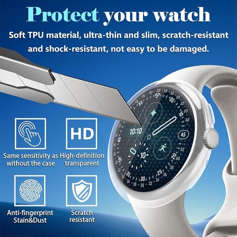 حافظة Liuyuxi المكونة من قطعتين من مادة TPU الناعمة متوافقة مع ساعة Google Pixel Watch 4 مقاس 41 مم، غطاء شفاف عالي الوضوح مضاد للخدش مع حماية شاملة لساعة Pixel Watch 4 الذكية. in Kuwait