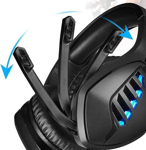 Gaming Headset with Microphone for Laptop PC Headset Gaming Headphones with Microphone Computer Noise Cancelling for Kids Adults Led Lights Deep Bass Wired Backlit (Color : Red) (Black) in Saudi Arabia