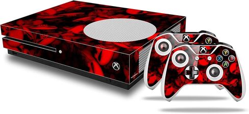 غلاف لاصق من الفينيل متوافق مع وحدة التحكم وأجهزة التحكم Xbox One S - Skulls Confetti Red in Kuwait