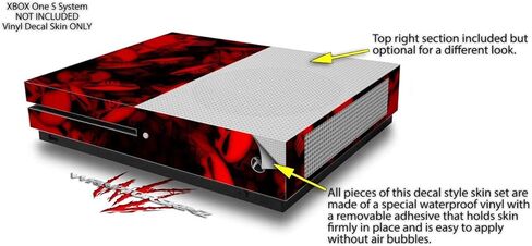 غلاف لاصق من الفينيل متوافق مع وحدة التحكم وأجهزة التحكم Xbox One S - Skulls Confetti Red in Kuwait