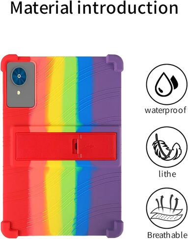 حافظة كمبيوتر لوحي YLEEBG P60/PYNAREL P60 مقاس 10.1 بوصة، حامل قابل للتعديل من السيليكون الناعم BOVUGAC مقاوم للصدمات للكمبيوتر اللوحي P60 مقاس 10.1 بوصة. (قوس قزح) in Kuwait