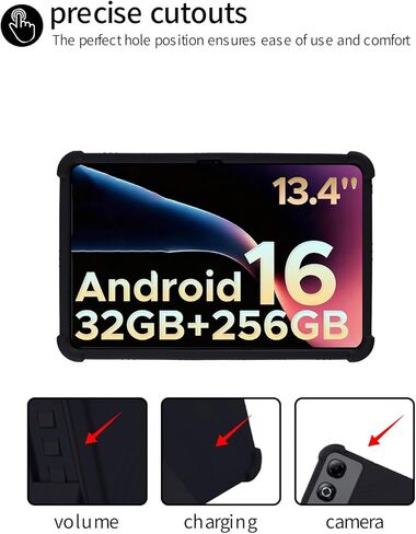 for DOOGEE Tab G6 Max 2025 13.4 Inch Tablet Case,BOVUGAC Soft Silicone Adjustable Stand Shockproof Kids Friendly for DOOGEE Tab G6 Max 13.4" Tablet(Black) in Kuwait