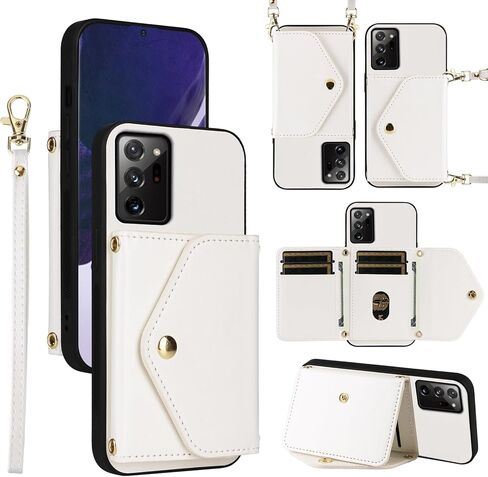 Wallet Case for Samsung Galaxy Note 20 Ultra 5G with Wrist Strap Shoulder Strap, Credit Card Holder Stand Phone Cover for Note20 Plus Notes 20Ultra Note20+ U + 20+ Twenty Not S20 Women Purple in Saudi Arabia