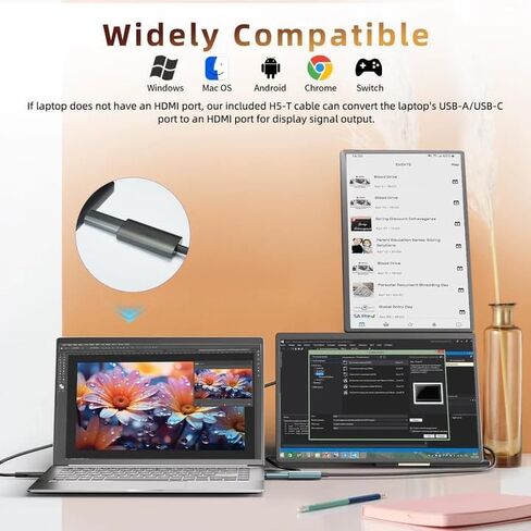 شاشة كمبيوتر محمول موسع 2.5K - شاشة محمولة مزدوجة مقاس 16 بوصة 2560x1600P QHD 100% sRGB IPS 235 درجة دوران تصميم شاشة قابل للفصل متوافق إضافي مع Mac Wins Dex Chrome يناسب أجهزة الكمبيوتر المحمولة مقاس 13 بوصة - 17 بوصة in Saudi Arabia