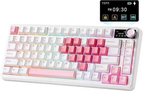 YUNZII B75 PRO MAX QMK/VIA Wireless Mechanical Keyboard,75% Layout with Screen and Knob,Custom Hot Swap Gasket,Creamy Pre-lubed Switches,Bluetooth/Type-C/2.4G for Win/Mac (Black,Cocoa Cream V2 Switch) in Saudi Arabia