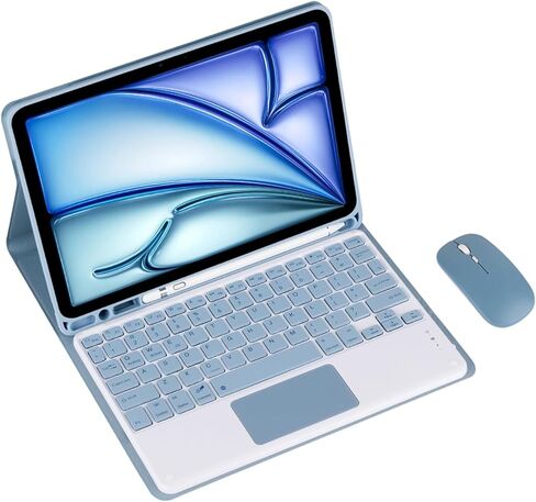Keyboard Case for Samsung Galaxy Tab S10/S9/S8 Ultra 14.6" SM-X926/X910/X906 Tablet Detachable Keyboard, Fully Wrapped Leather case with Built-in Pen Holder (Blue,Backlight Touch Pad and Mouse) in Saudi Arabia