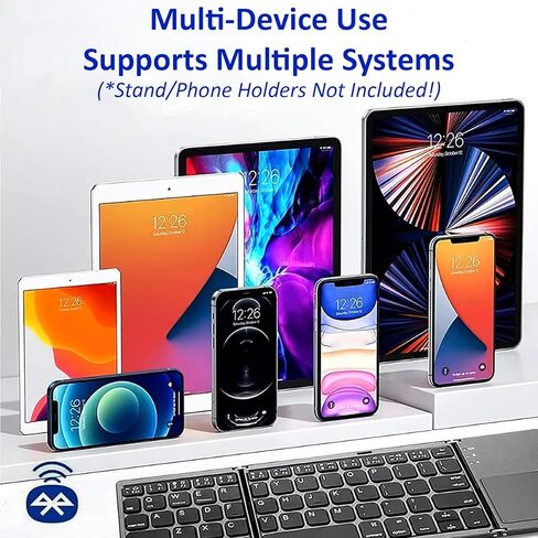 Slim Foldable Wireless Keyboard Compatible with Samsung Galaxy Tab S5e/Galaxy Tab S6 Includes TOUCHPAD Mouse /48H Use/560 Days Standby/Portable/Compact/Tri-Fold/Rechargeable in Saudi Arabia