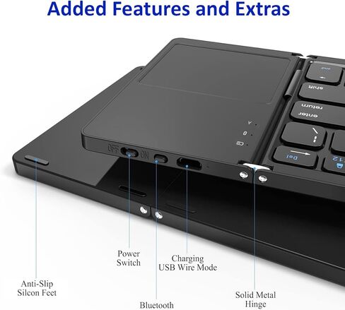 Slim Foldable Wireless Keyboard Compatible with Samsung Galaxy Tab S5e/Galaxy Tab S6 Includes TOUCHPAD Mouse /48H Use/560 Days Standby/Portable/Compact/Tri-Fold/Rechargeable in Saudi Arabia