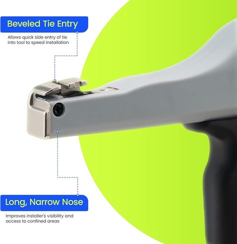 مسدس ربط بسحاب مريح موفر للجهد - أداة تثبيت ربط كابل شد قابلة للتعديل مع مقبض 16 موضع، قطع متساطح وقوة مقبض منخفضة، تناسب روابط الكابلات الصغيرة (8 رطل) إلى روابط الكابلات القياسية (50 رطلاً) in Kuwait