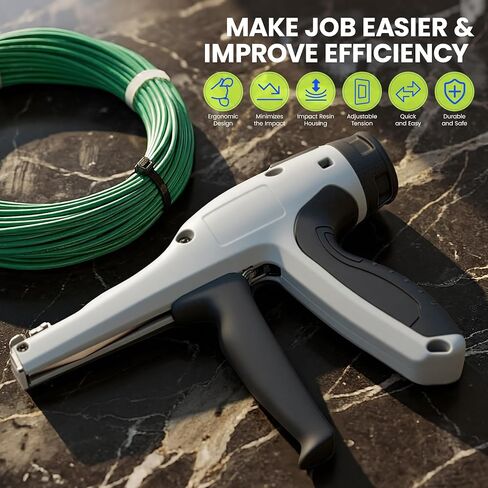 مسدس ربط بسحاب مريح موفر للجهد - أداة تثبيت ربط كابل شد قابلة للتعديل مع مقبض 16 موضع، قطع متساطح وقوة مقبض منخفضة، تناسب روابط الكابلات الصغيرة (8 رطل) إلى روابط الكابلات القياسية (50 رطلاً) in Kuwait