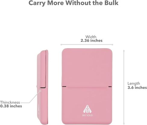 Magnetic Card Holder for iPhone, Samsung, Google, 4000-Gauss Strong Magnetic Wallet with Phone Stand, SUSJ Steel and PU Leather, 3-Card Capacity with RFID Blocking (Pink) in Saudi Arabia