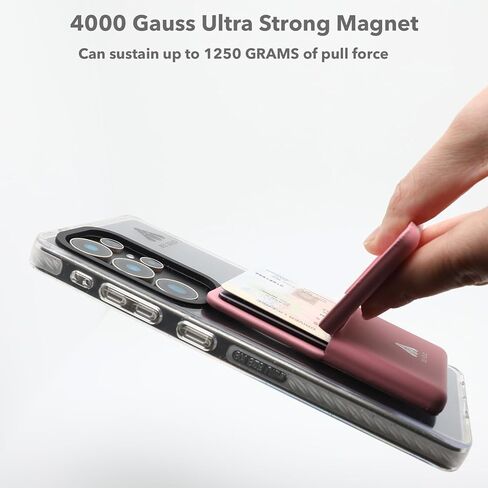 Magnetic Card Holder for iPhone, Samsung, Google, 4000-Gauss Strong Magnetic Wallet with Phone Stand, SUSJ Steel and PU Leather, 3-Card Capacity with RFID Blocking (Pink) in Saudi Arabia