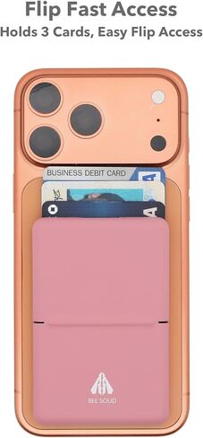 Magnetic Card Holder for iPhone, Samsung, Google, 4000-Gauss Strong Magnetic Wallet with Phone Stand, SUSJ Steel and PU Leather, 3-Card Capacity with RFID Blocking (Pink) in Saudi Arabia