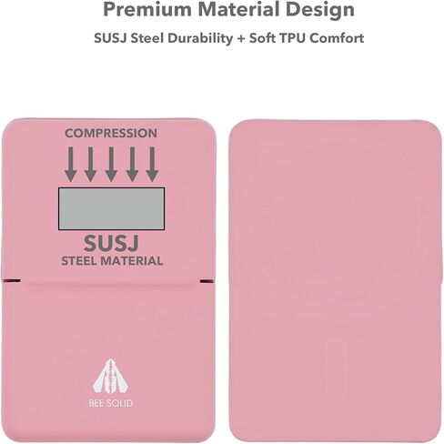 Magnetic Card Holder for iPhone, Samsung, Google, 4000-Gauss Strong Magnetic Wallet with Phone Stand, SUSJ Steel and PU Leather, 3-Card Capacity with RFID Blocking (Pink) in Saudi Arabia