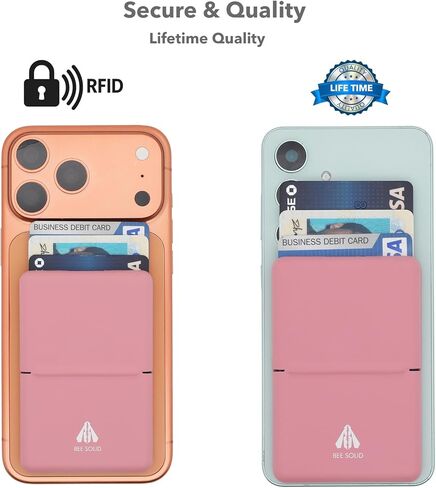 Magnetic Card Holder for iPhone, Samsung, Google, 4000-Gauss Strong Magnetic Wallet with Phone Stand, SUSJ Steel and PU Leather, 3-Card Capacity with RFID Blocking (Pink) in Saudi Arabia
