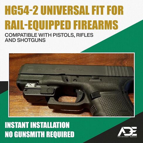 ADE Advanced Optics HG54-2 Green Laser Sight - حامل السكك الحديدية من الفئة IIIA مع مفتاح يمكن استخدامه بكلتا اليدين - ليزر مدمج لـ Glock 43X، Taurus G2C G3C GX4، Springfield XD، Canik TP9SF، Sig Sauer P320 P365 P226 in Kuwait