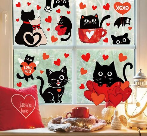 Whaline 6 Sheets Window Window Clings Cute Black Cat Pumpkin Maple Leaf Window Windows for Autumn Harvest Shotgiving Party Supplies Home Classroom Decor in Saudi Arabia