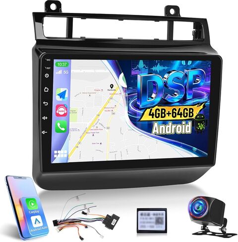 [4+64 جيجابايت] راديو Android لسيارة VW Touareg 2011-2017: NHOPEEW 9 بوصة IPS تعمل باللمس Carplay Stereo - Wireless Android Auto، صفحة رئيسية مخصصة، DSP/EQ، 5G/WiFi، وصلة مرآة، SWC + كاميرا الرؤية الخلفية + Canbus in Kuwait