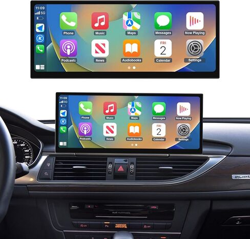 NINETOM 2026 جهاز استقبال تلقائي CarPlay Android مُحسّن مقاس 12.3 بوصة بشاشة لمس ضيقة للغاية متوافق مع Audi A6/A7 (2012-2018)، لأنظمة 3G MMI+ وRMC in Saudi Arabia