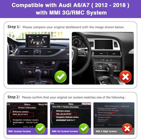 NINETOM 2026 جهاز استقبال تلقائي CarPlay Android مُحسّن مقاس 12.3 بوصة بشاشة لمس ضيقة للغاية متوافق مع Audi A6/A7 (2012-2018)، لأنظمة 3G MMI+ وRMC in Saudi Arabia